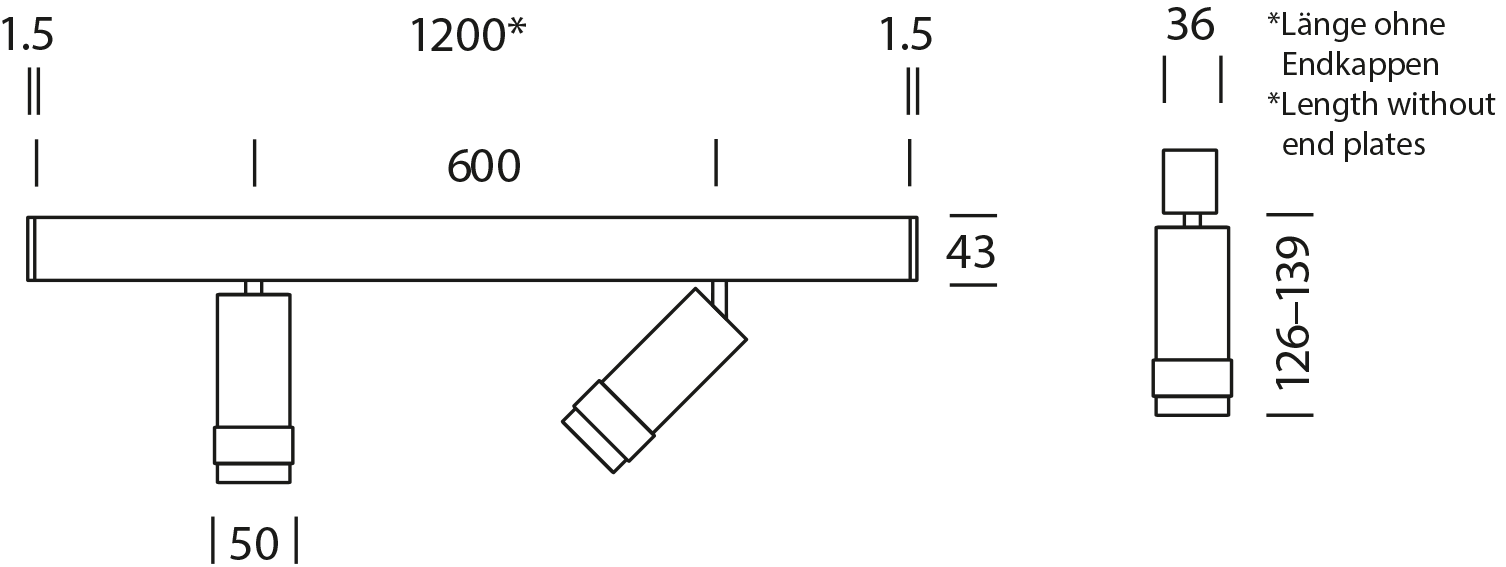 * Length without end plates